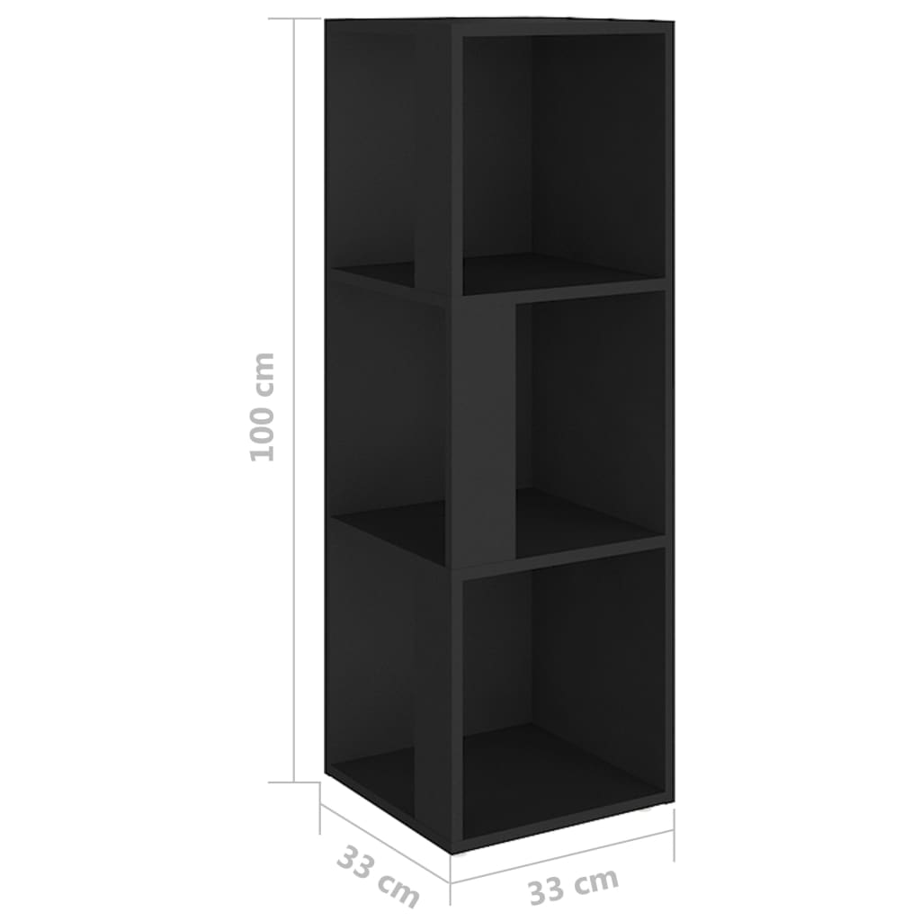 Eckregal Schwarz 33x33x100 cm Holzwerkstoff Stilecasa