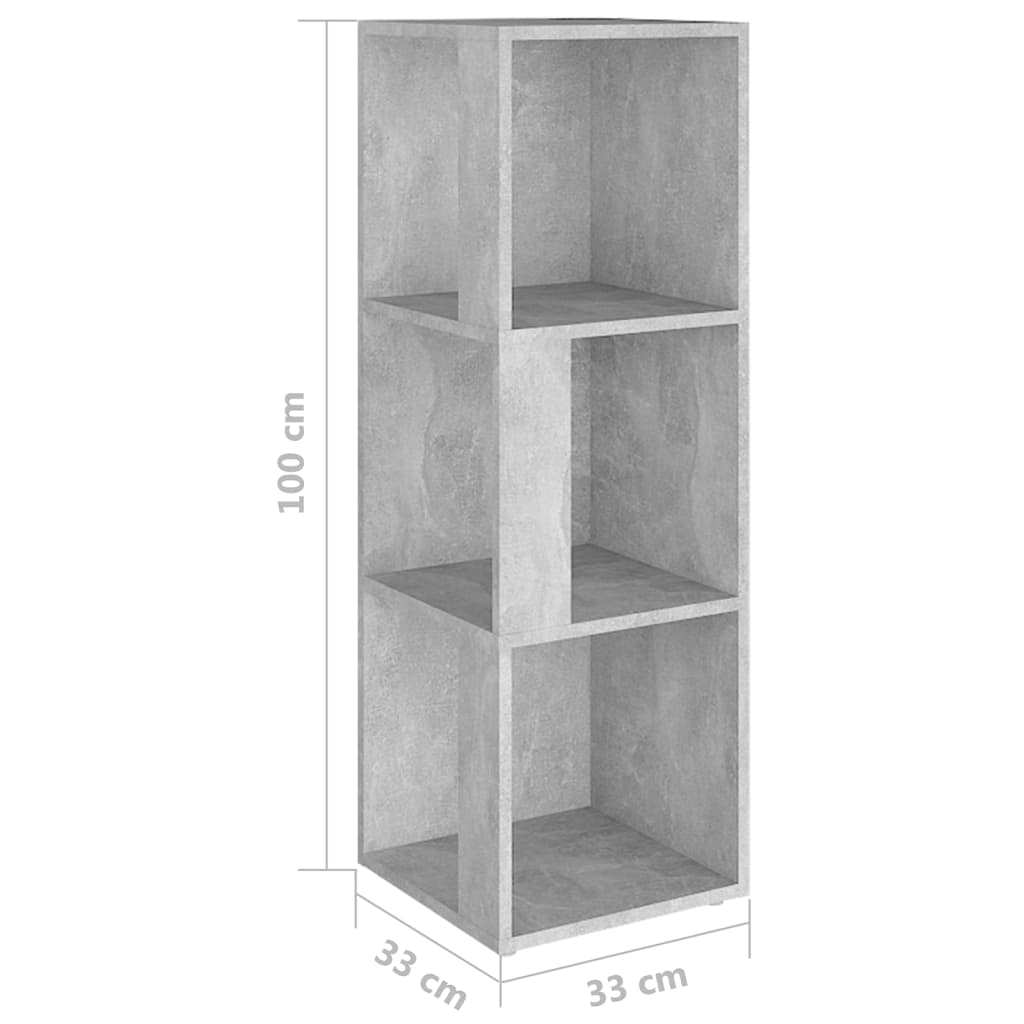 vidaXL Eckregal Betongrau 33x33x100 cm Holzwerkstoff