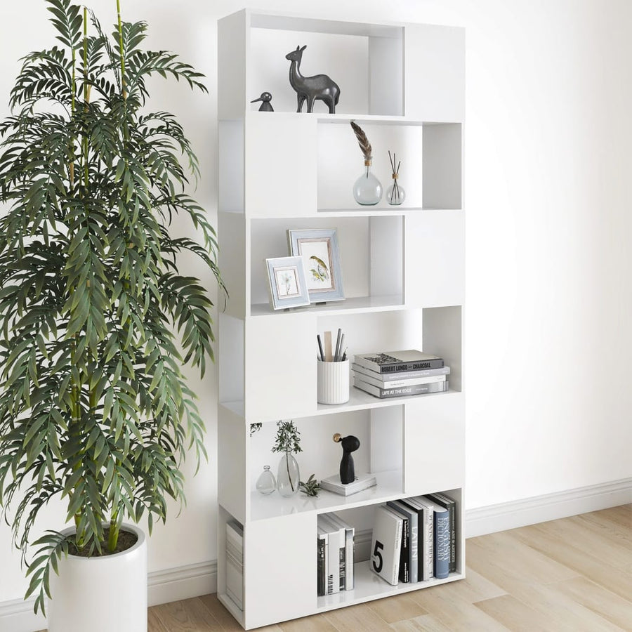 Bücherregal Raumteiler Weiß 80x24x186 cm Holzwerkstoff Stilecasa