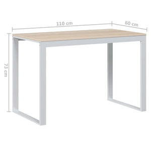 vidaXL Computertisch Weiß und Eiche-Optik 110x60x73 cm Holzwerkstoff