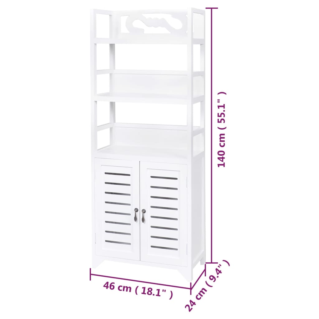 vidaXL Vitrinenschrank Weiß 46x24x140 cm Massivholz Paulownia