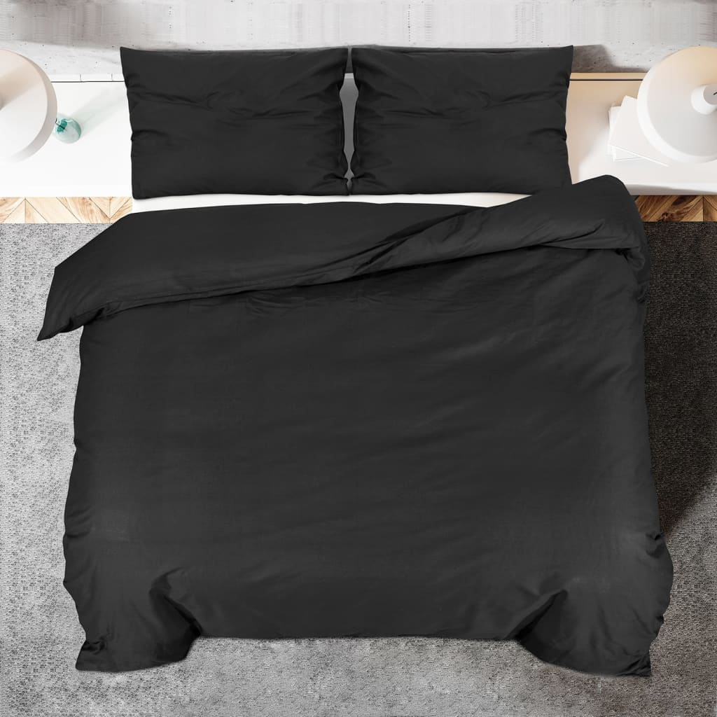 vidaXL Bettwäsche-Set Schwarz 140x200 cm Leichte Mikrofaser