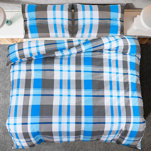 vidaXL Bettwäsche-Set Blau und Grau 225x220 cm Baumwolle