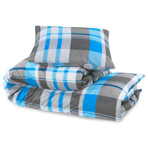 vidaXL Bettwäsche-Set Blau und Grau 225x220 cm Baumwolle