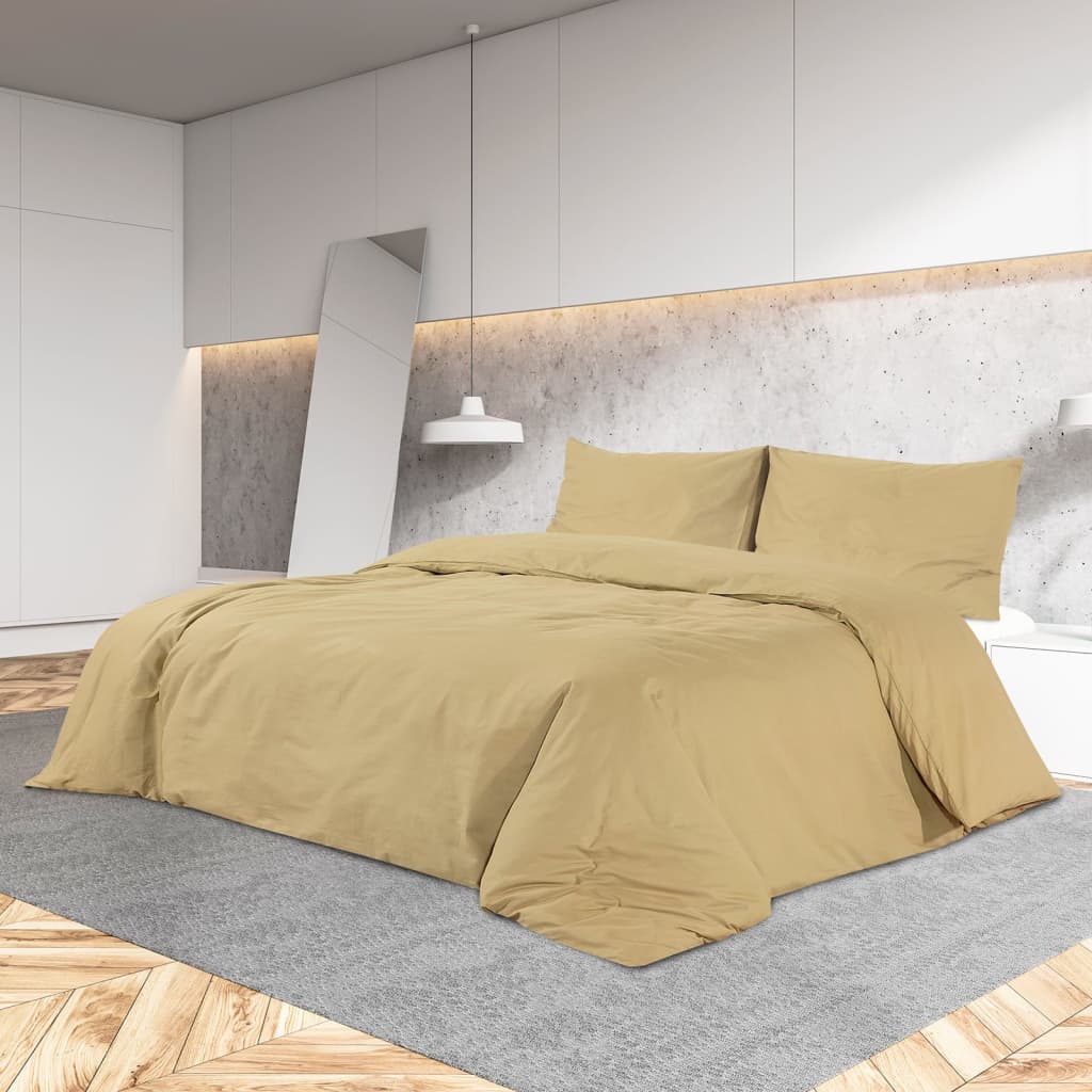 Bettwäsche-Set Taupe 200x200 cm Baumwolle Stilecasa