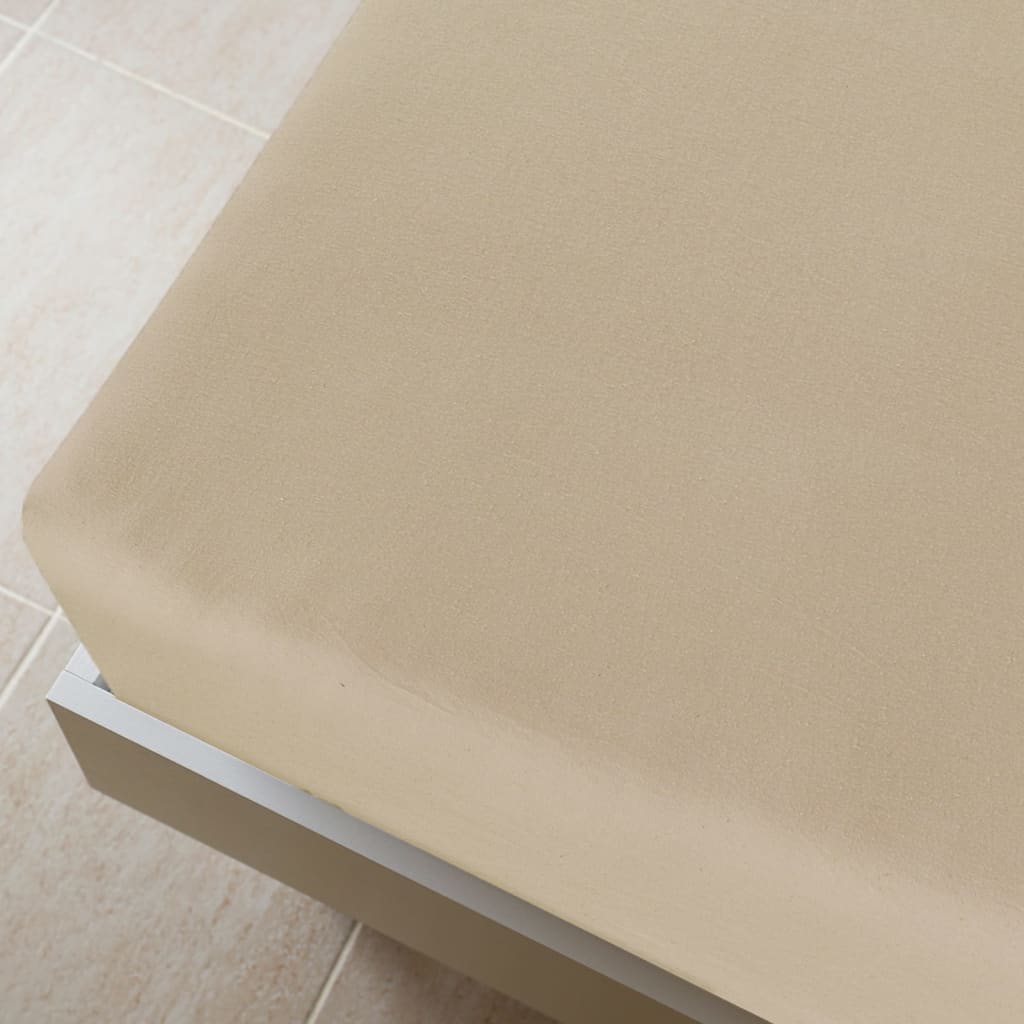 vidaXL Spannbettlaken 2 Stk. Jersey Taupe 90x200 cm Baumwolle