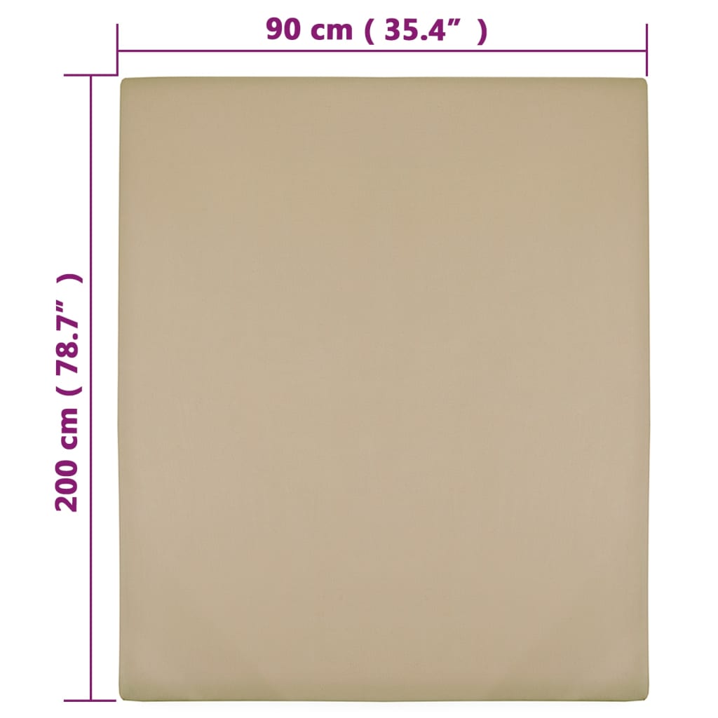 vidaXL Spannbettlaken 2 Stk. Jersey Taupe 90x200 cm Baumwolle