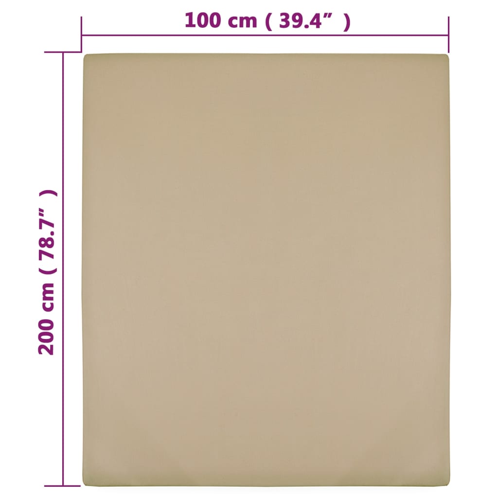 Spannbettlaken 2 Stk. Jersey Taupe 100x200 cm Baumwolle Stilecasa