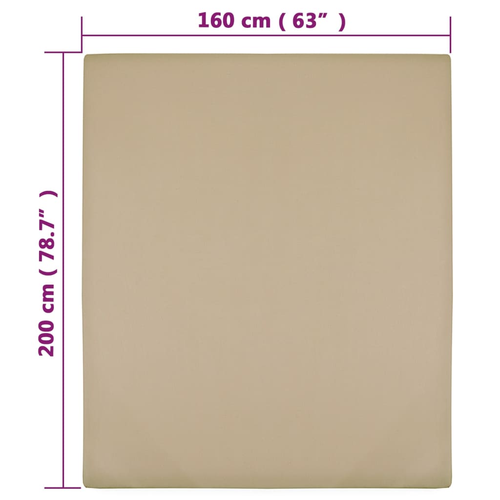 vidaXL Spannbettlaken 2 Stk. Jersey Taupe 160x200 cm Baumwolle