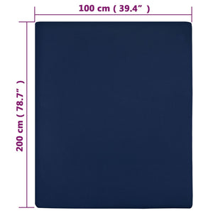 vidaXL Spannbettlaken 2 Stk. Jersey Marineblau 100x200 cm Baumwolle