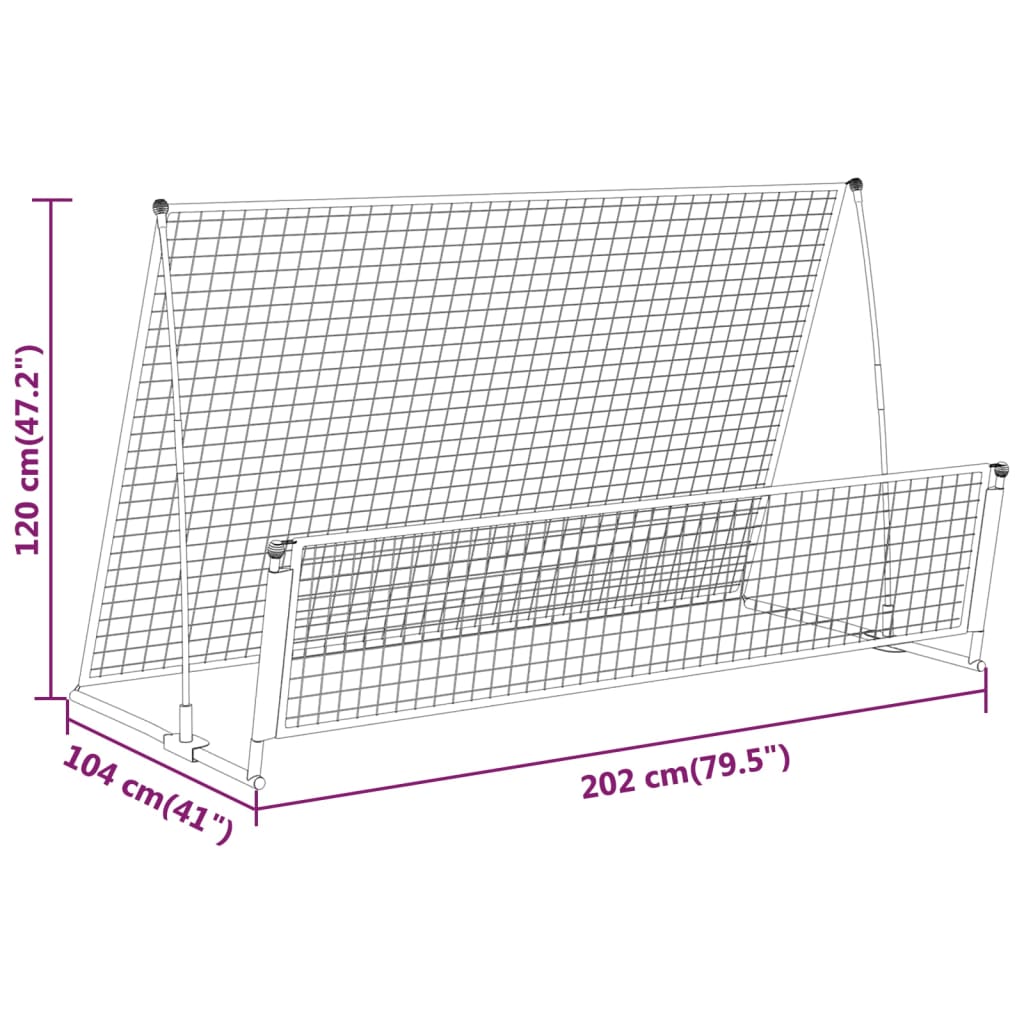 vidaXL 2-in-1 Rebounder und Fußballtor 202x104x120 cm Stahl