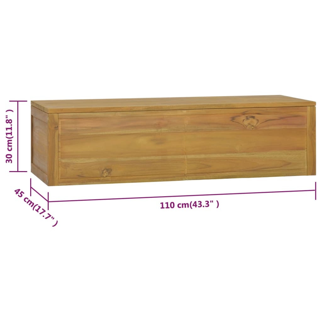 vidaXL Wand-Badschrank 110x45x30 cm Teak Massivholz