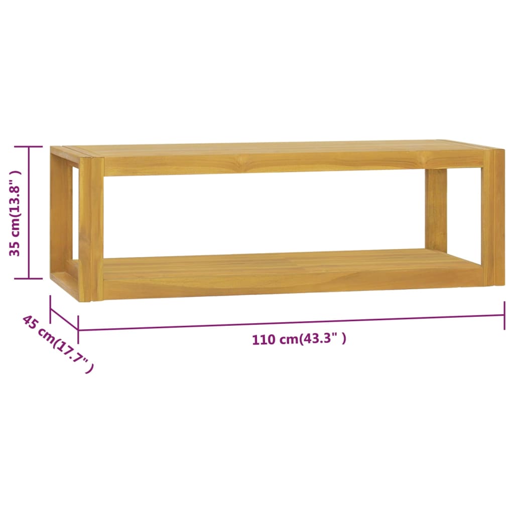 vidaXL Wand-Badregal 110x45x35 cm Massivholz Teak