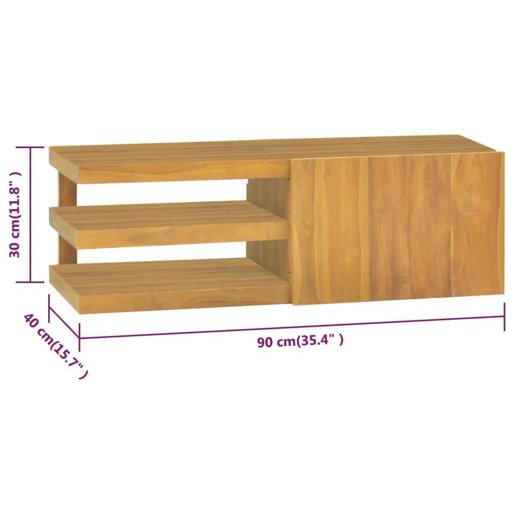 vidaXL Wand-Badschrank 90x40x30 cm Massivholz Teak