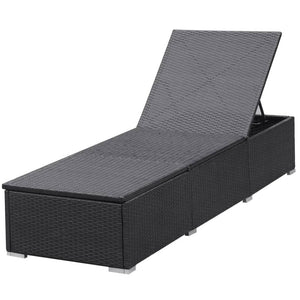 vidaXL Sonnenliege mit Cremeweißer Auflage Poly Rattan Schwarz