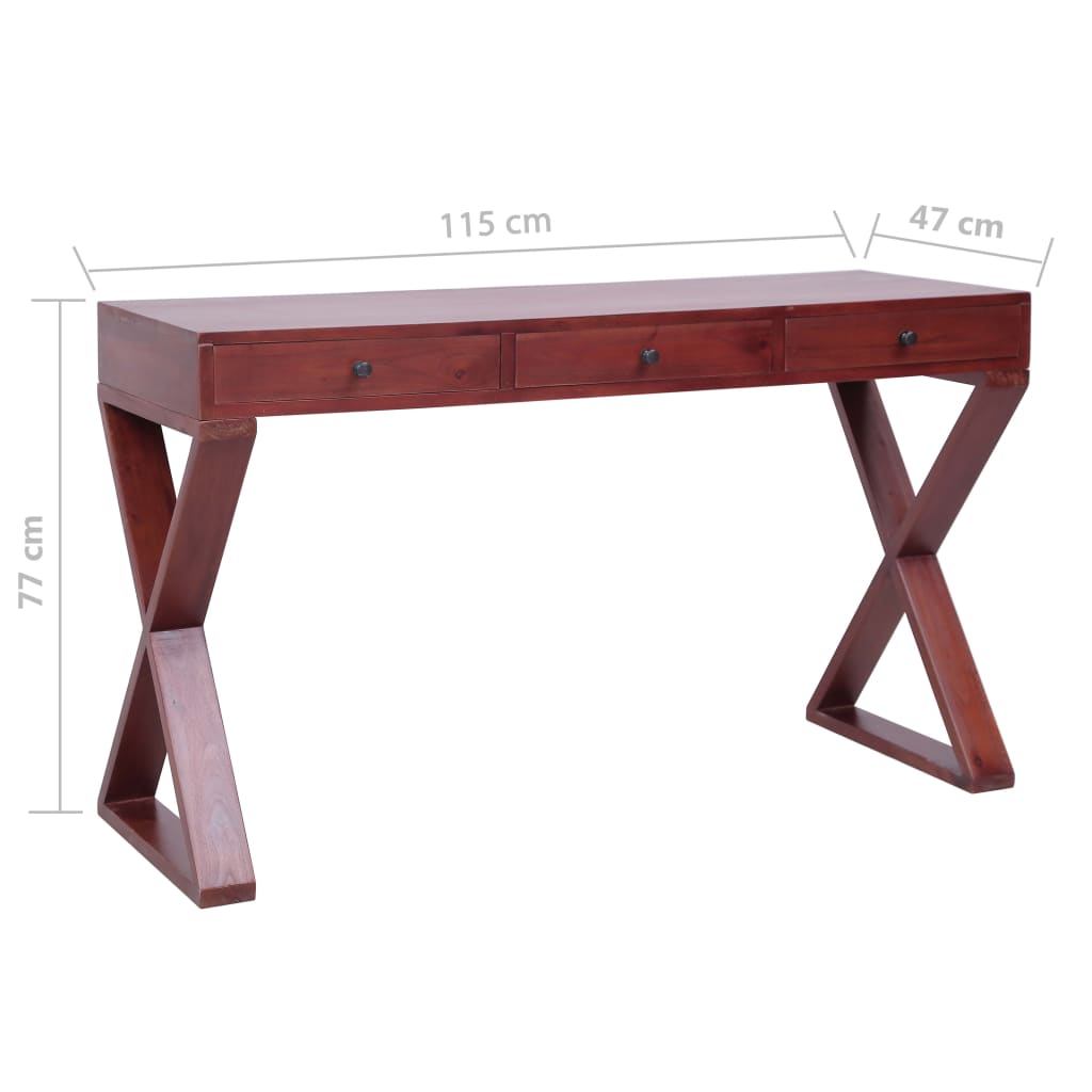 vidaXL Computertisch Braun 115x47x77 cm Massivholz Mahagoni