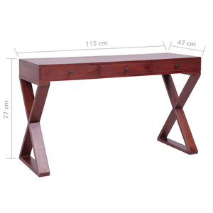 vidaXL Computertisch Braun 115x47x77 cm Massivholz Mahagoni