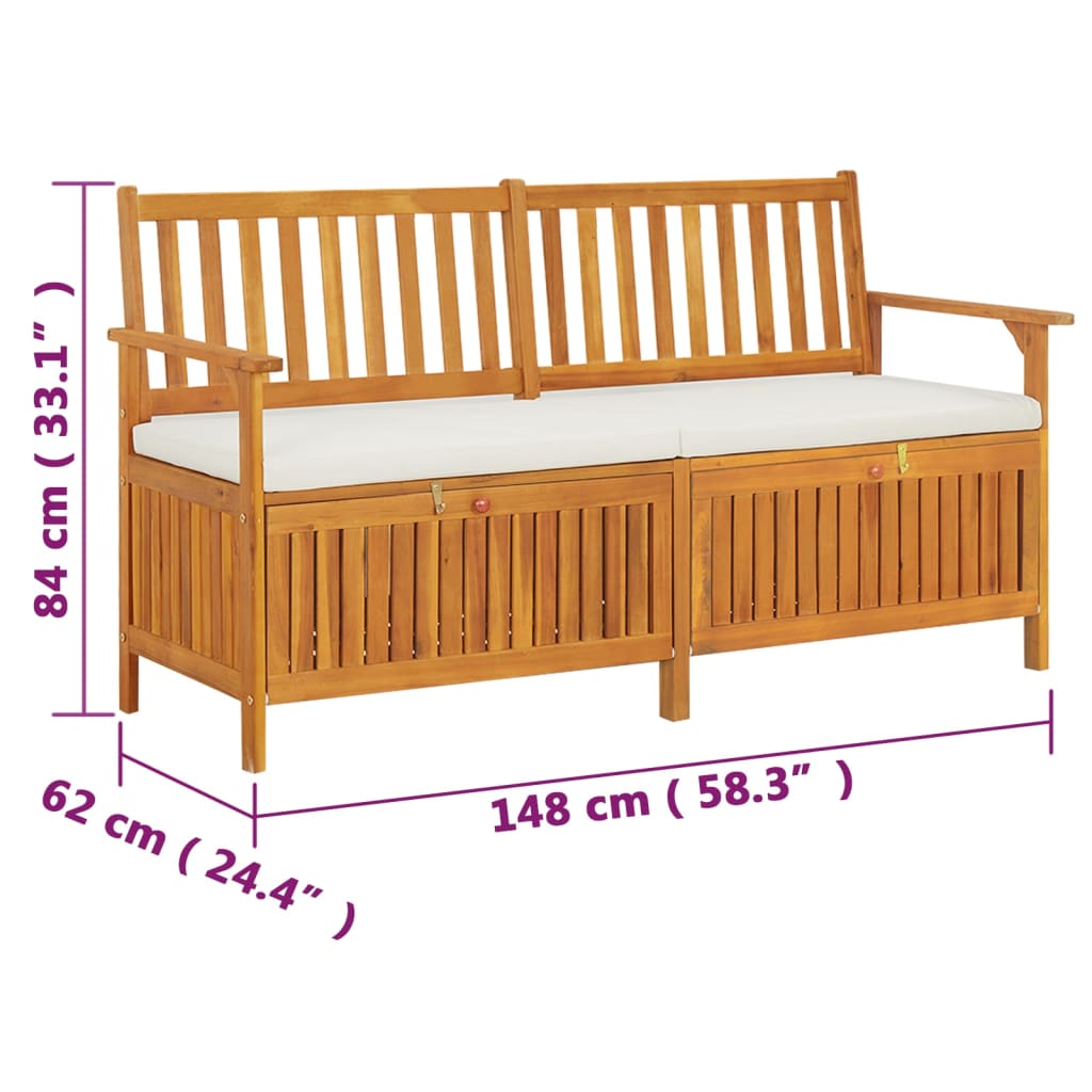 vidaXL Truhenbank mit Kissen 148 cm Massivholz Akazie