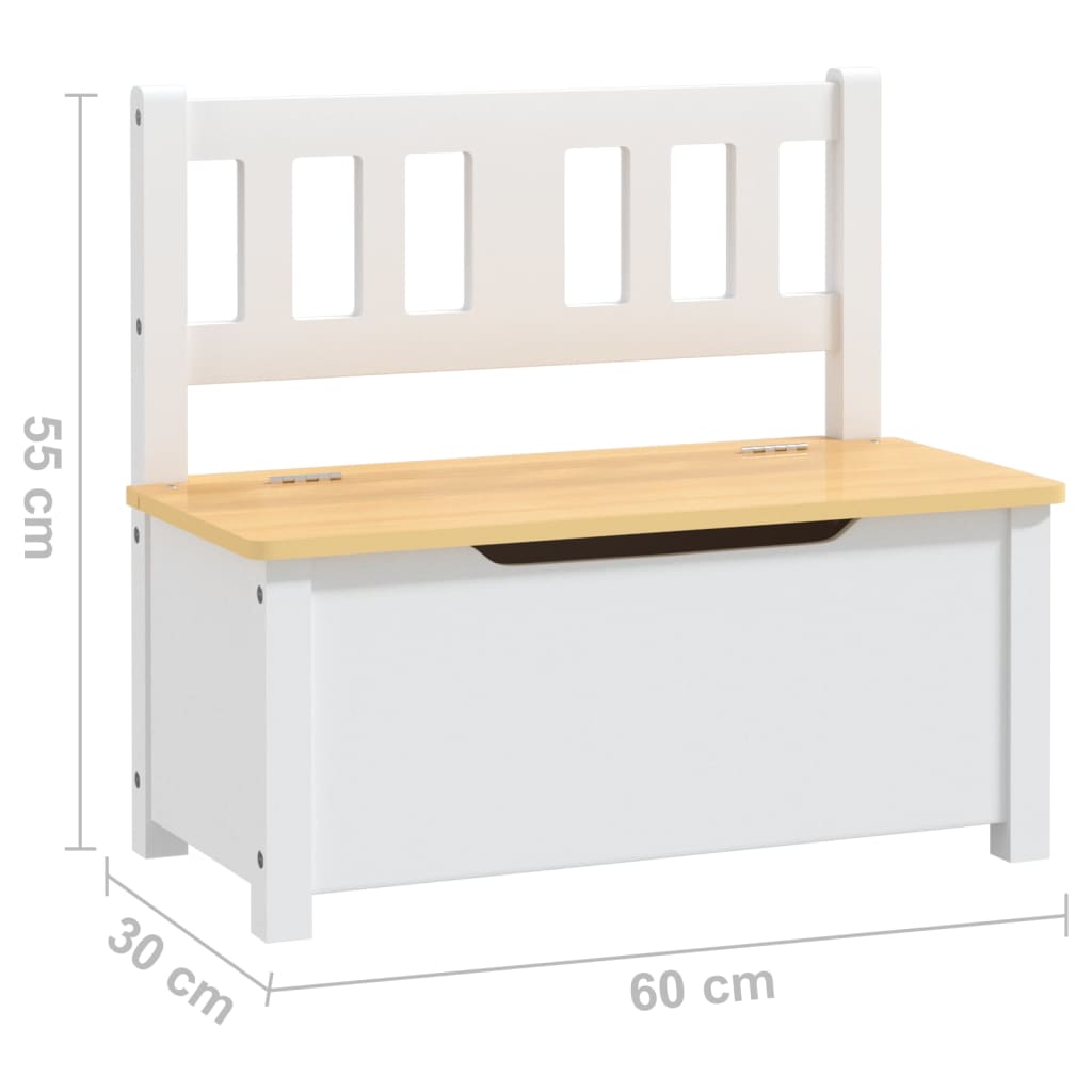 Kinderbank mit Stauraum Weiß und Beige 60x30x55 cm MDF Stilecasa