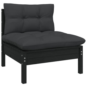 vidaXL 2-Sitzer-Gartensofa mit Kissen Schwarz Massivholz Kiefer