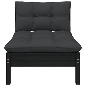 vidaXL 2-Sitzer-Gartensofa mit Kissen Schwarz Massivholz Kiefer