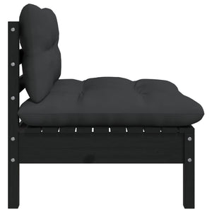 vidaXL 2-Sitzer-Gartensofa mit Kissen Schwarz Massivholz Kiefer