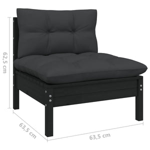 vidaXL 2-Sitzer-Gartensofa mit Kissen Schwarz Massivholz Kiefer