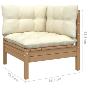 vidaXL 3-tlg. Garten-Lounge-Set mit Creme Kissen Massivholz Kiefer