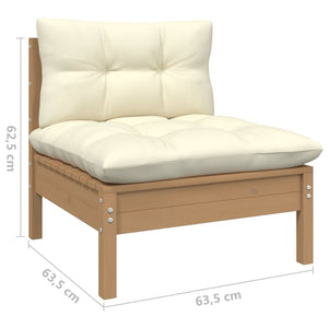 vidaXL 3-tlg. Garten-Lounge-Set mit Creme Kissen Massivholz Kiefer