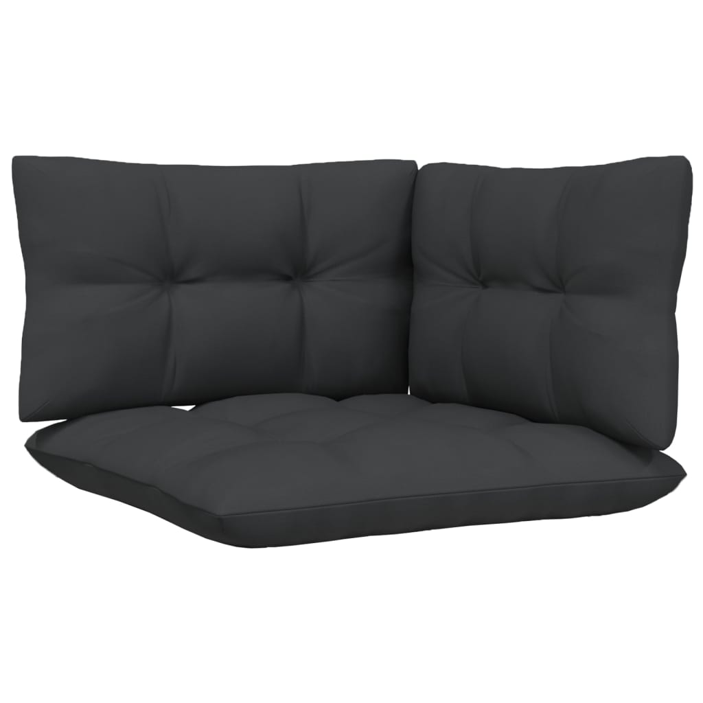 vidaXL 3-tlg. Garten-Lounge-Set mit Kissen Schwarz Massivholz Kiefer