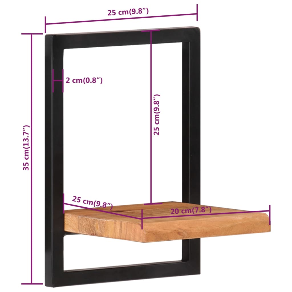 vidaXL Wandregale 2 Stk. 25x25x35 cm Massivholz Akazie und Stahl