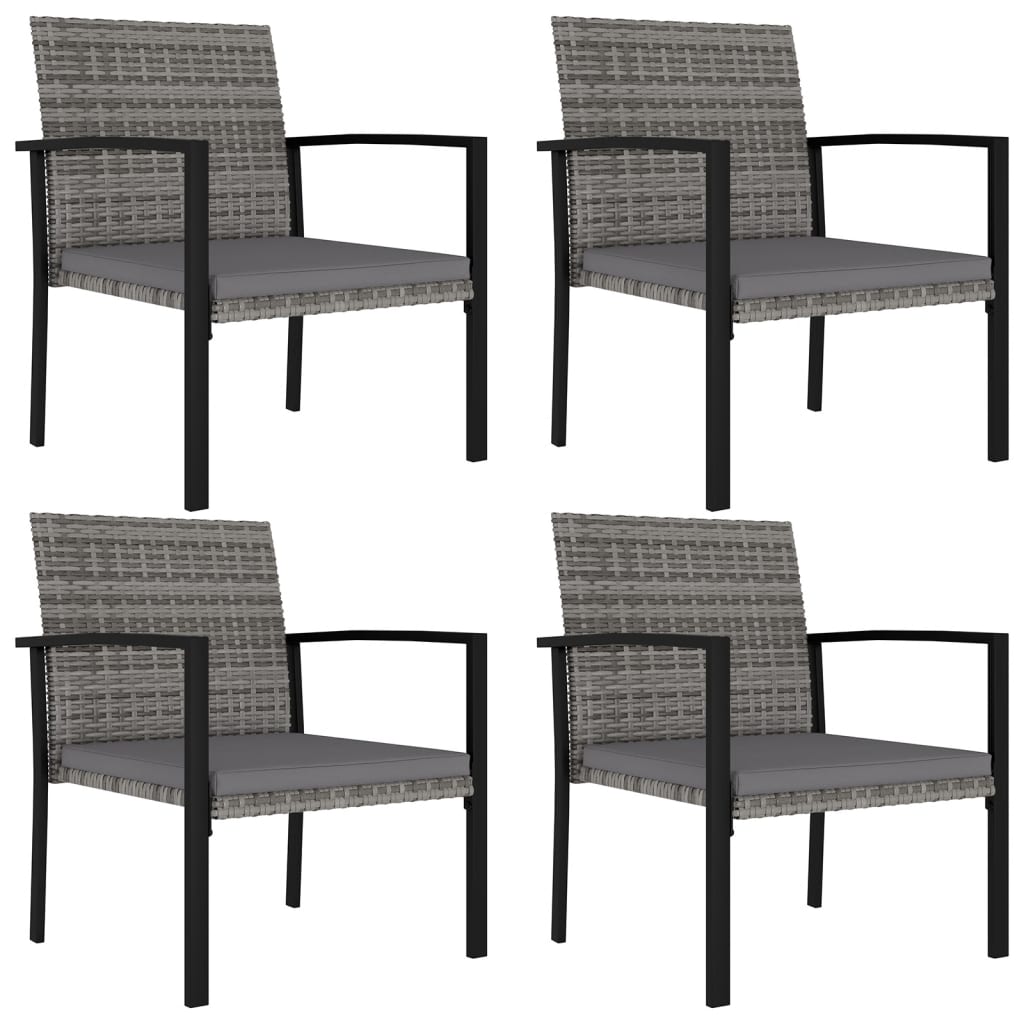 vidaXL Garten-Essstühle 4 Stk. Poly Rattan Grau