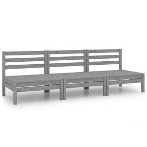 vidaXL 3-tlg. Garten-Lounge-Set Grau Kiefer Massivholz