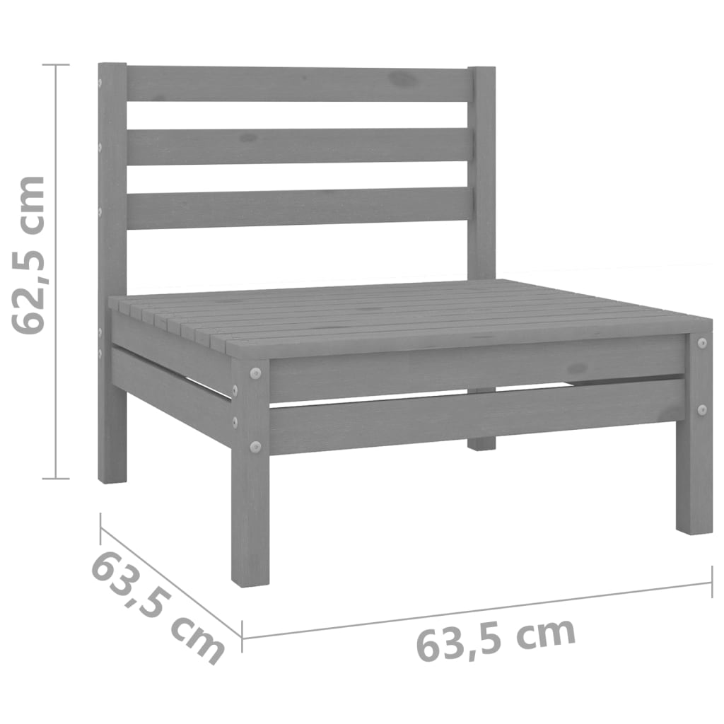 vidaXL 3-tlg. Garten-Lounge-Set Grau Kiefer Massivholz