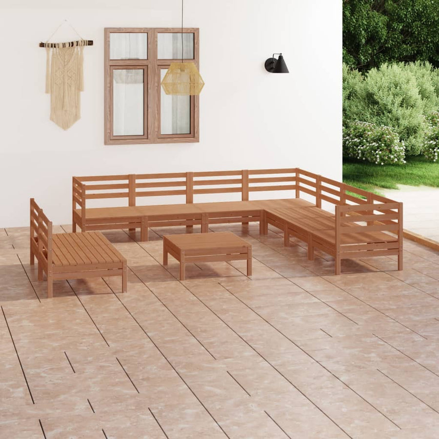 10-tlg. Garten-Lounge-Set Massivholz Kiefer Honigbraun Stilecasa