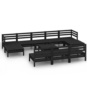 vidaXL 11-tlg. Garten-Lounge-Set Schwarz Massivholz Kiefer