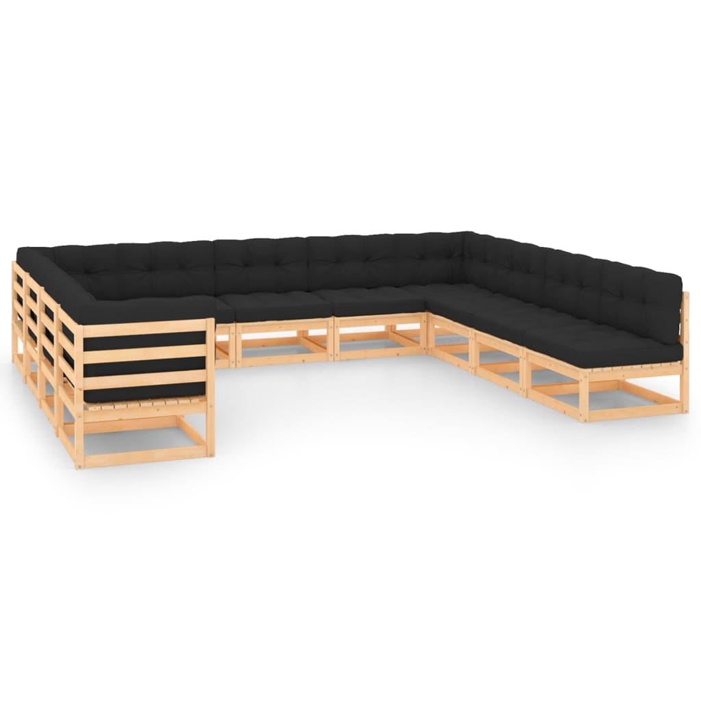 vidaXL 11-tlg. Garten-Lounge-Set mit Kissen Massivholz Kiefer