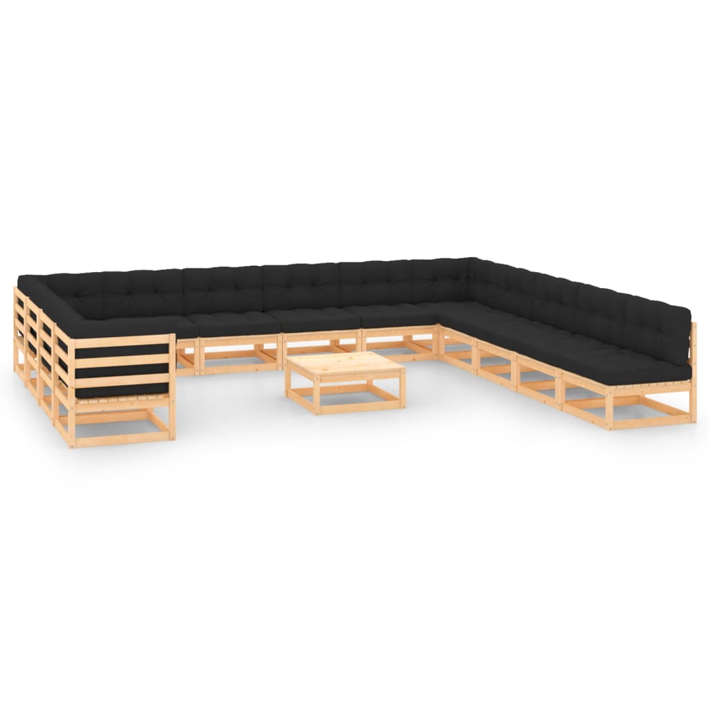 vidaXL 14-tlg. Garten-Lounge-Set mit Kissen Massivholz Kiefer