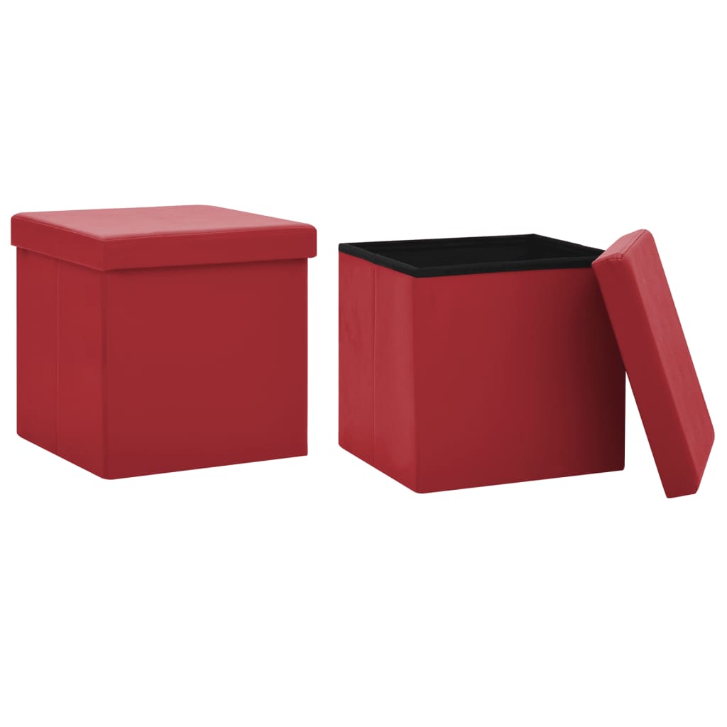 vidaXL Hocker mit Stauraum 2 Stk. Weinrot PVC