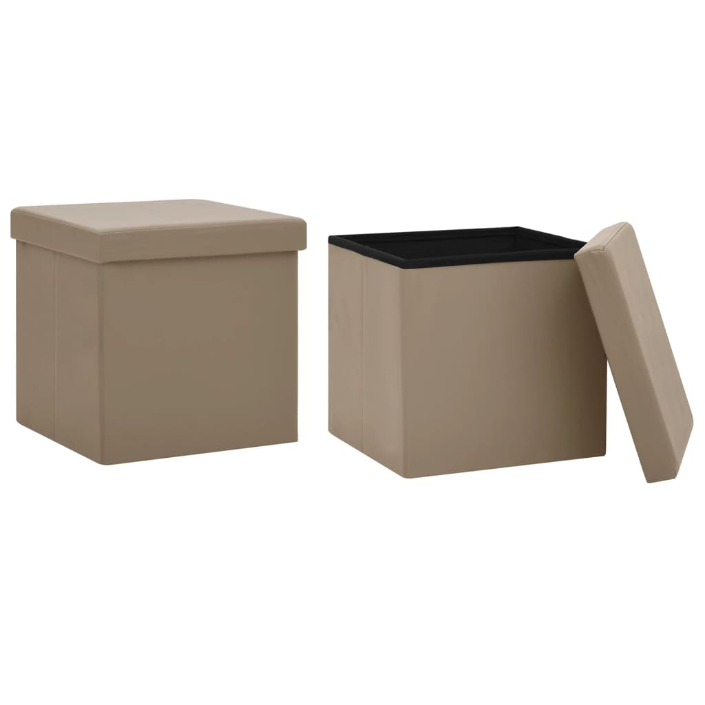 vidaXL Hocker mit Stauraum 2 Stk. Cappuccino-Braun PVC