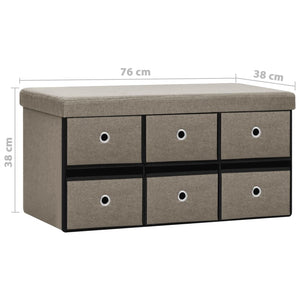 vidaXL Faltbare Sitzbank mit Stauraum Taupe 76x38x38 cm Leinenoptik