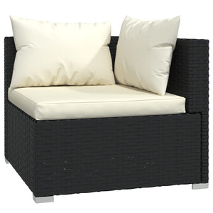 vidaXL 3-tlg. Garten-Lounge-Set mit Auflagen Schwarz Poly Rattan