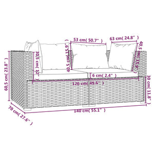 vidaXL 3-tlg. Garten-Lounge-Set mit Auflagen Schwarz Poly Rattan