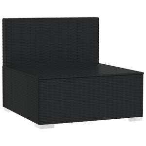 vidaXL Garten-Mittelsofa mit Kissen Schwarz Poly Rattan