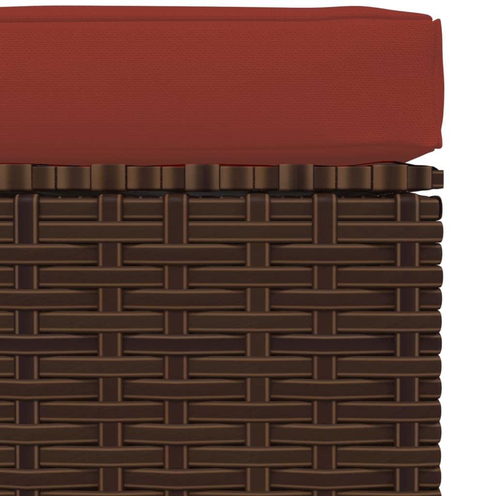 vidaXL Gartenhocker mit Kissen Braun 70x70x30 cm Poly Rattan