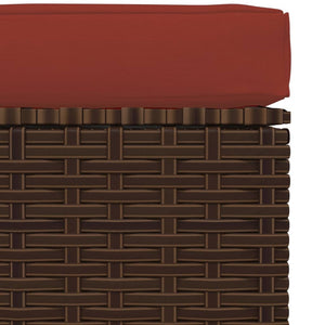 vidaXL Gartenhocker mit Kissen Braun 70x70x30 cm Poly Rattan