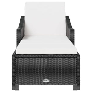 vidaXL Sonnenliege mit Cremeweißer Auflage Poly Rattan Schwarz