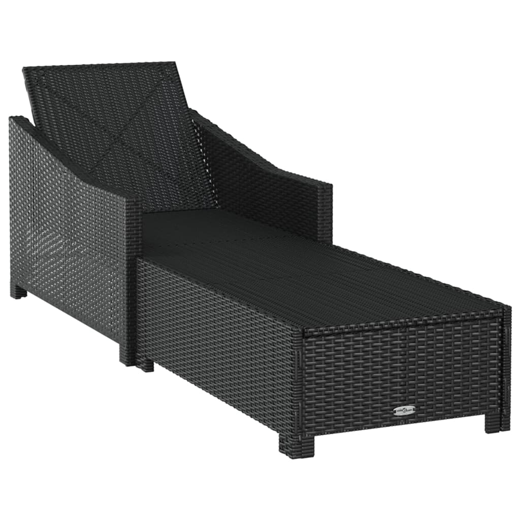 vidaXL Sonnenliege mit Cremeweißer Auflage Poly Rattan Schwarz