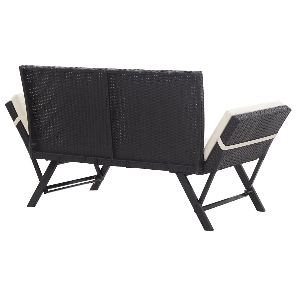 vidaXL Gartenbank mit Kissen Schwarz 176 cm Poly Rattan