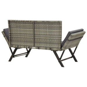 vidaXL Gartenbank mit Kissen Grau 176 cm Poly Rattan